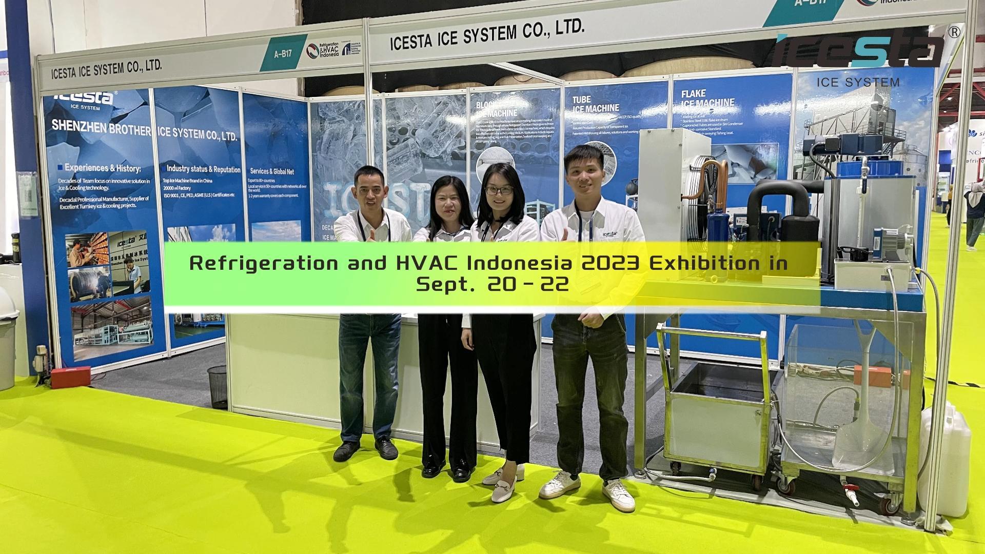 ICESTA team successfully participated in the Largest Refrigeration and HVAC Indonesia 2023 Exhibition with the latest flake ice machine
