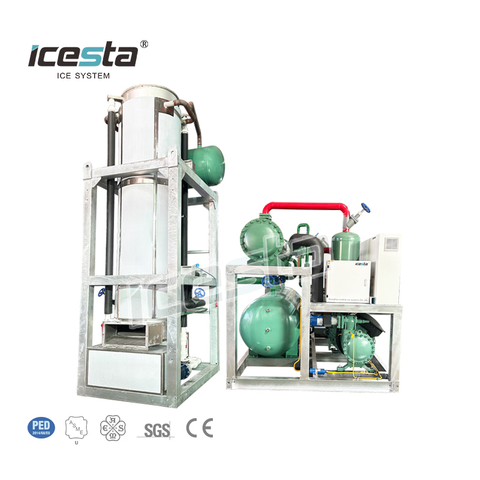 Icesta Automatic Edible Solid Ice Tube Maker Stainless Steel High Productivity Long Service Life 60 Ton Ice Tube Machine