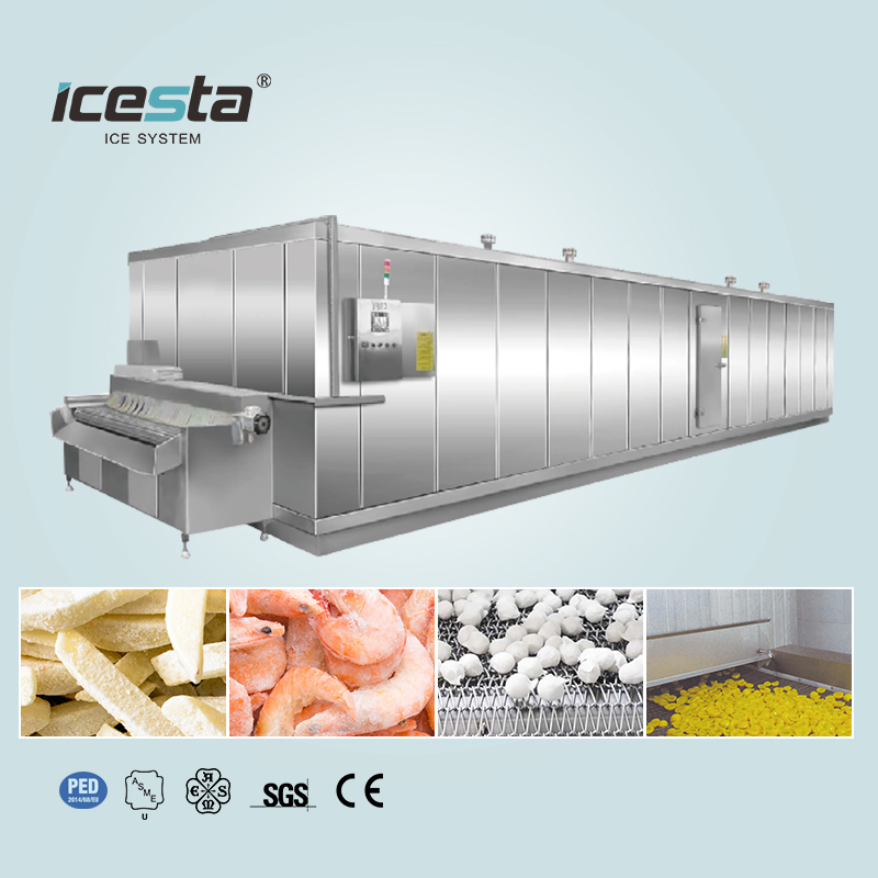 ICESTA Quick Freezer Automic Cryogenic Industrial Iqf Tunnel Freezer For eafood Meat Vegetable