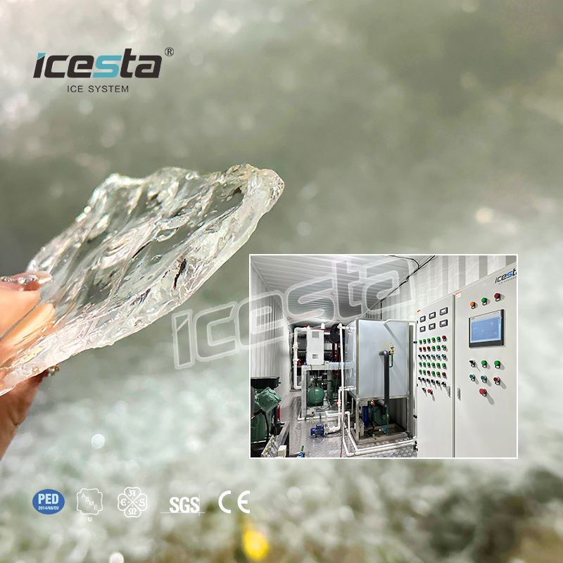 Industrial Container plate ice machine with 30t Evaporative cooling Stainless Steel Long Service Life For Concrete cooling