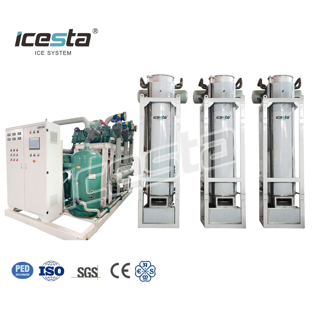 Icesta Automatic Edible Solid Ice Tube Maker Stainless Steel High Productivity Long Service Life 60 Ton Ice Tube Machine