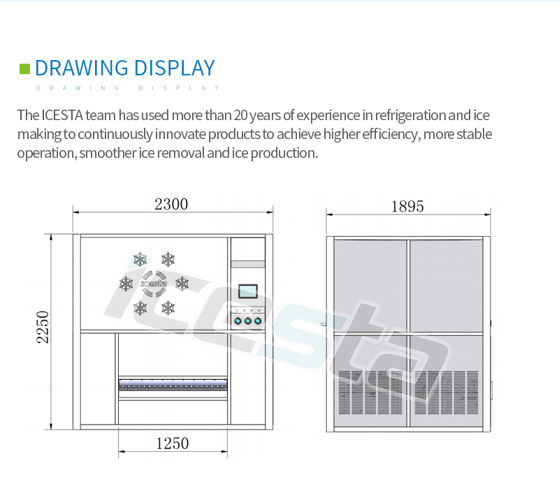 ICESTA 10 Ton Stainless Steel Plate Ice Machine, High Quality Automatic Long Service Life 