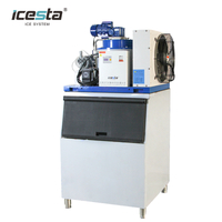 ICESTA 500kg Commercial Flake Ice Machine with Ice Bin for Supermarket
