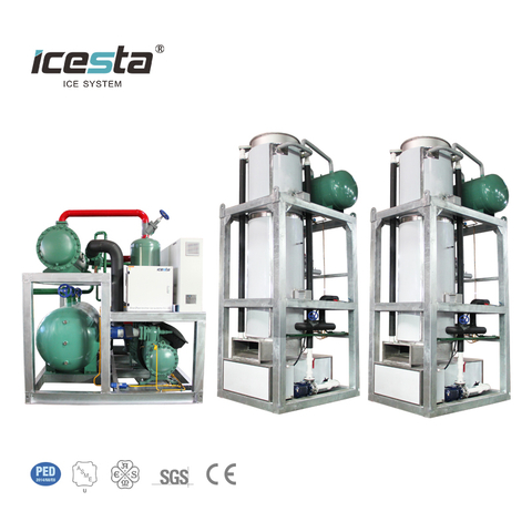 Icesta Automatic Edible Solid Ice Tube Maker Stainless Steel High Productivity Long Service Life 60 Ton Ice Tube Machine