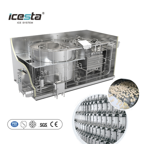 ICESTA Automatic iqf Spiral Freezer quick freezing machine Industrial Compact and Hygienic Self-stacking Spiral Freezer
