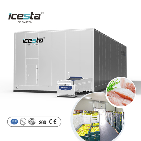 ICESTA Customizable High Reliable Quick Freezing Technology Easy Operation Double Spiral Freezer for Seafood Shrimp