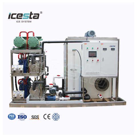 ICESTA 1-12 ton fresh water seawater fluid ice slurry ice making machine for seafood freeze $4500-$80000