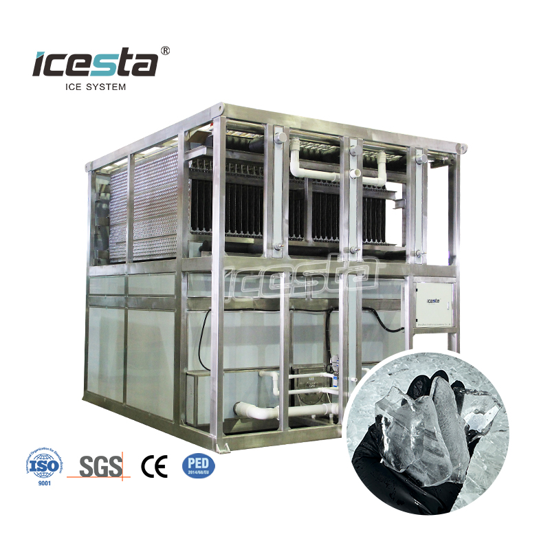 ICESTA 1 Ton High Quality Stainless Steel Plate Ice Machine with PLC Control