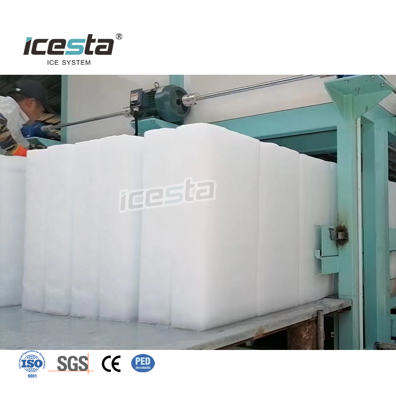 ICESTA Industrial Ice Block Making Machine, 120T Total Capacity (30T&times;3+15T&times;2) Water Cooling & Water Defrost, 35kg/70kg Per Block for Ice Factory
