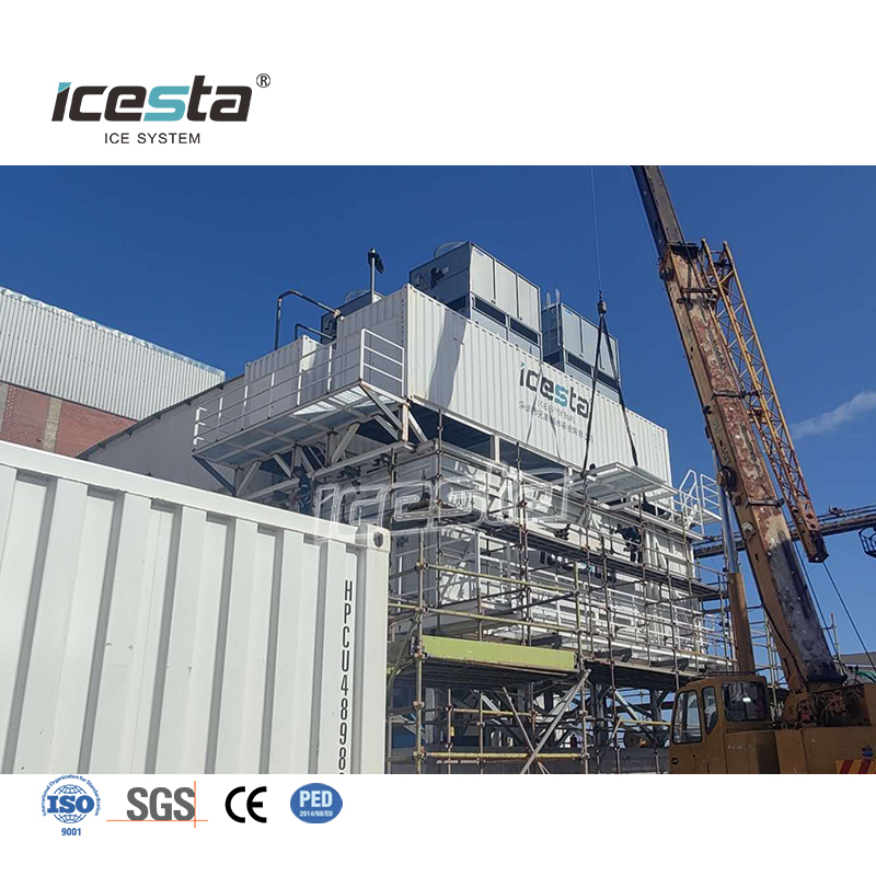 ICESTA 120 Ton Containerized Flake Ice Plant with Ice Storage System