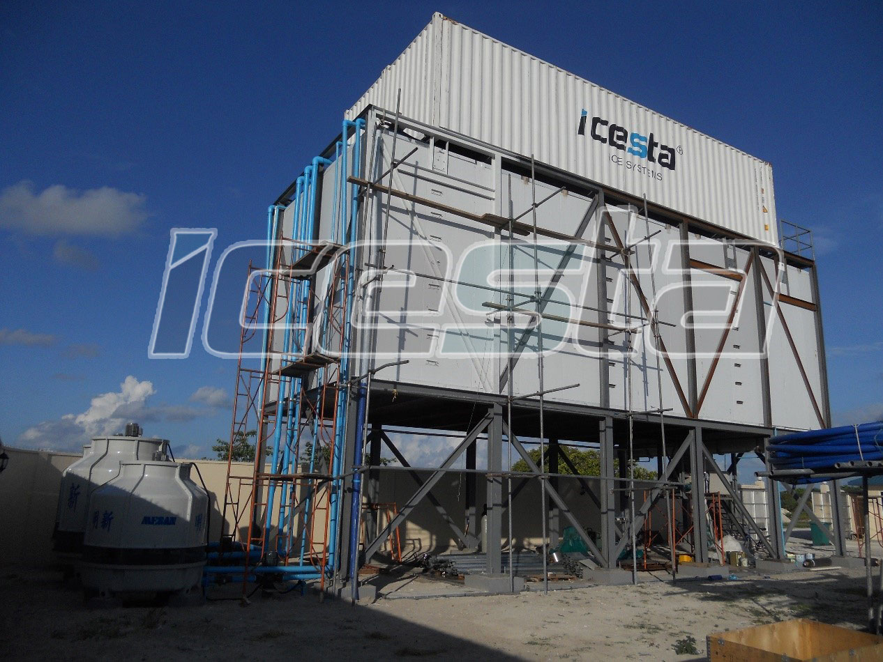 50ton containerized flake ice machine +100 ton automatic ice storage and automatic ice delivery system