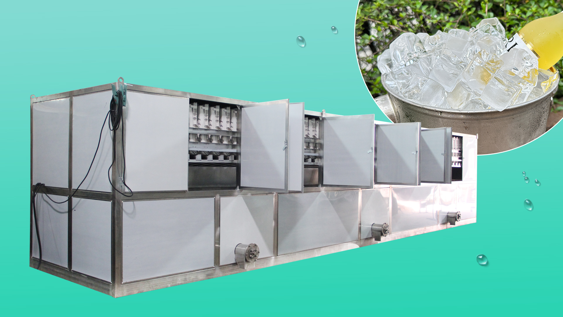 The 13 ton industrial cube ice machine has been manufactured and tested in the ICESTA workshop
