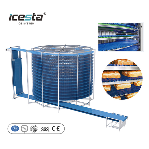 ICESTA Factory Price Low Consumption High Efficiency Iqf Machine Beef Fish Automatic Industrial Double Spiral Belt Freezer