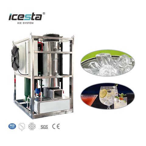 ICESTA automatic high relible edible solid tube ice Long Service Life Stainless Steel water cooling 2 ton ice tube machine $10000-$15000