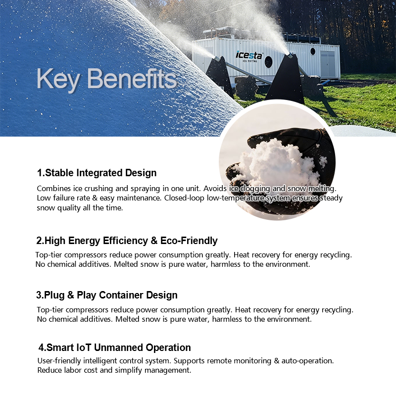 ICESTA All Weather Snow Making System with Bizter Compressor, 20/50/100 Ton Outdoor Snow Maker for Ski Resort