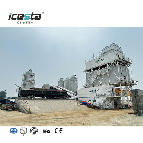 Icesta Long Service Life Evergy Saving 120 Tons Container Flake Ice Machine Plant with Automatic Ice Storing and Rake Ice Delivery System $480000