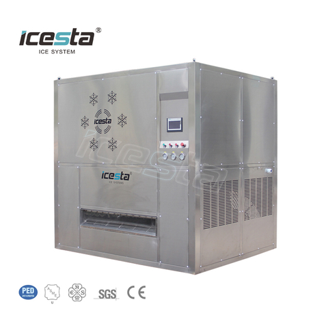 ICESTA 3 Ton Industrial PLC Control Stainless Steel Plate Ice Machine