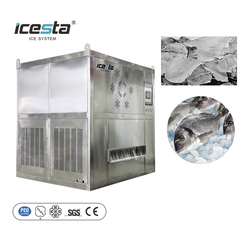 ICESTA 3 Ton Industrial PLC Control Stainless Steel Plate Ice Machine