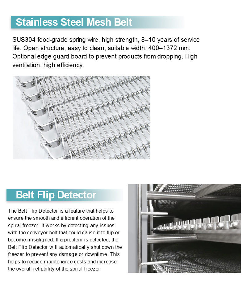 ICESTA Industrial Single Spiral Freezer for Seafood, New Design, Easy Operation, Automatic